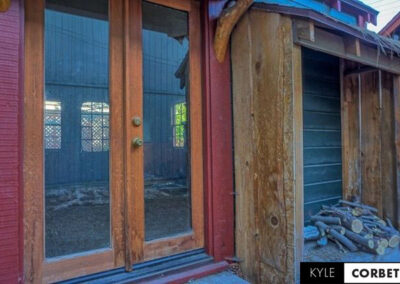 Affordable Getaway Big Bear Mountain Cabin Airbnb 8 person French Door with natural woodworking